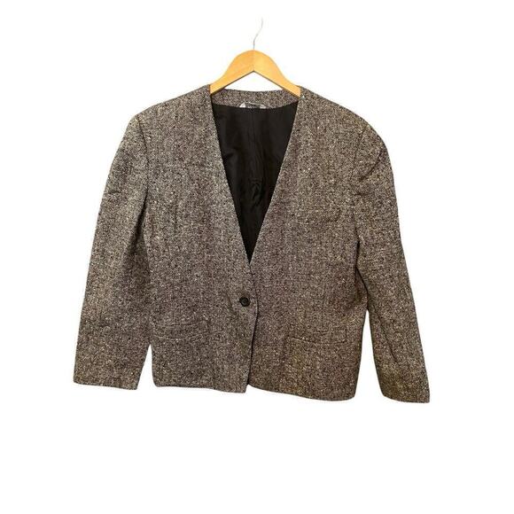 Gilmore Wool Blend Tweed Single Front Button Blazer Size 18 Career Jacket Gray - Picture 1 of 13